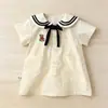 Vestido Dulce para Niñas Estilo Casual Universitario Cuello Marino Cuello Polo Transpirable Cómodo Algodón Sin Mangas Vestido de Princesa para Niñas