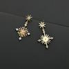 Aretes de estrella circonita AAA incrustados con chapado en oro real temperamento de moda para niñas exquisito lote de fábrica aretes coreanos de red