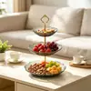 Plato de Frutas de Vidrio con Forma Especial Escandinavo Plato de Frutas de Dos Capas Tres Capas Soporte de Postre Creativo de Alta Gama Plato para Dulces Frutos Secos