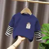 Camiseta de Manga Comprida Infantil para Meninos 2026 Novidades Primavera e Outono Camiseta com Estampa de Desenho Animado para Meninos Camiseta 100% Algodão para Meninos