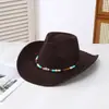 Sombrero de Jazz Retro Estilo Étnico con Ala Ancha, Borde Elevado de Gamuza, Sombrero de Vaquero Occidental para Hombres y Mujeres, Sombrero de Fieltro para Sombrilla al Aire Libre