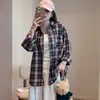Camisa Protectora del Sol de Cuadros Rosas para Mujer Primavera y Verano 2026 Nueva Retro Americana Holgada Delgada Bm Camisa Chaqueta de Manga Larga