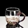 Taza de Té de Flores Retro Europea para el Hogar, Taza de Café de Alto Valor, Taza para Beber con Corona de Esmalte, Fabricante con Asa