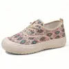 Zapatos de lona con estampado retro para mujer, plataforma de suela gruesa, suela blanda, cómodos, casuales, zapatos de estilo étnico fresco para madres de mediana edad y mayores