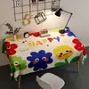 Toalha de Mesa Desenho Animado, Sem Lavagem, Impermeável, À Prova de Óleo, Resistente ao Calor, Estilo Dopamina Creme, Toalha de Mesa Retangular, Protetor de Mesa, Chá