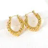 Pendientes Huecos con Relieve en Forma de Durazno, Europeos y Americanos de Venta Caliente Transfronterizos, Pendientes Creativos Exagerados de Estilo Cool, Pendientes de Acero Inoxidable 18K