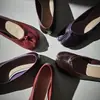 Zapatos Lavables de Cuero de Caballo con Punta Dividida para Mujer, Zapatos de Pezuña de Cerdo, Nuevo Estilo de Otoño, Cuero Genuino por Dentro y por Fuera, Zapatos Planos, Zapatos Rojos Cómodos, Zapatos de Boca Baja