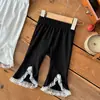 Leggings Cortos Acampanados con Ribete de Encaje en Forma de U para Bebé Niña Estilo Ins Primavera y Verano