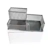 Porta lapiceros de Malla Metálica de Tres Compartimentos Cuadrado Escritorio Estudiante Caja de Almacenamiento Multifuncional Suministros de Papelería para Oficina Venta al por Mayor