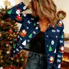 Nueva chaqueta vaquera corta de algodón puro Navidad otoño e invierno estampado 3D personalidad moderna top ajustado para mujer