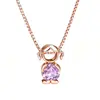 Collar Azul Nube Estilo Europeo y Americano con Forma de Corazón Incrustado de Diamantes para Niños y Niñas, Collar con Colgante de Piedra de Nacimiento de Diciembre, Acción de Gracias Día de la Madre