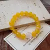 Pulsera elástica de cuentas brillantes con accesorios de Ágata Natural Amarillo, Calcedonia y Cristal de Jade Hetian de Estilo Chino Original Nuevo