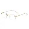 Gafas Sin Marco Ultraligeras para Hombre, Montura Dorada, Estilo Sencillo, Sensación de Alta Gama, Luz Azul Anti-Reflejo, Anti-Radiación, Resistente a la Fatiga, Fotocromáticas