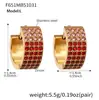 Pendientes de Lujo Ultra Brillantes de Media Ronda de Cuatro Filas Completamente de Diamante con Circonita Estrellada Europea y Americana, Pendientes Sencillos Personalizados para Mujer