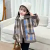 Abrigo para Niñas Estilizado Cuadros Top Nuevo Engrosado Top Infantil Invierno Ropa Exterior Acolchado de Algodón Forro Polar Chaqueta Engrosada