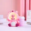 Xiaohongshu Super Dulce Rosa Mapache Portalápices Lámpara Iluminada Dibujo Animado Portalápices de Escritorio Caja de Almacenamiento Papelería para Estudiantes