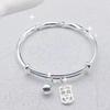 Nuevo Pulsera de Dos Generaciones Envuelto en Espiga de Arroz para Mujer con Colgante de Mariposa y Loto, Pulsera de Plata Pura 999 Chapada de Empuje y Tirón