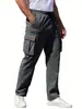 Pantalones largos casuales versátiles de color liso únicos estilo americano para hombre de marca independiente de verano, cómodos modernos de carga con cordón al por mayor