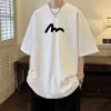 Camiseta Masculina de Algodão Puro com Manga Curta, Estilo Retro Americano Hong Kong, Tendência Verão, Caimento Solto, Marca Ins Trendy, Top Cool de Meia Manga