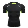 Camiseta Esportiva Masculina de Manga Curta para Fitness Corrida Justa Gola Redonda Basquete Futebol Compressão Secagem Rápida Roupa Branca Vermelha