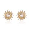 Aretes Transfronterizos Europeos y Americanos de Girasol Chapados en Cobre, Lujo Ligero, Zirconia, Personalizados, de Alta Gama, Elegantes, Aretes de Banquete y Aretes