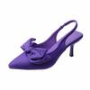 Sandálias Vazadas Francesas de Salto Baixo com Bico Apontado e Costas Abertas Femininas Novo Estilo Sapatos de Salto Fino para Verão 2024