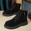 Botas Martin de caña alta para hombre, suela gruesa, que aumentan la altura, con cremallera lateral, estilo nuevo Otoño/Invierno, ropa de trabajo británica, puntera ancha, botas amarillas