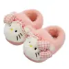 Pantuflas de algodón para niños de invierno con cubierta para el talón para niños y niñas, cálidas, forradas de felpa, antideslizantes, de suela gruesa, con temática de gato, para niños pequeños y bebés, adecuadas para uso en casa