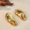 Pendientes geométricos lisos de acero inoxidable en oro de 18 quilates para mujer, con diseño transfronterizo europeo y americano, con inserciones rojas y pendientes redondos de acero de titanio.