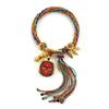 Cuerda de Mano Tibetana Thangka Cuerda de Algodón Enrollada a Mano Pulsera Trenzada Ojo del Dios de la Riqueza de Cinco Vías Zakiram Tara Verde Perla Thangka