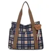 Bolsa de almuerzo para mamá de tela casual, estilo coreano, gran capacidad, a cuadros retro simple para mujer, nuevo de verano 2026