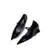 Zapatos de Tacón de Cuña con Punta Afilada para Mujer Primavera 2025 Tacones Altos Franceses Elegantes Moda Flats Hebilla de Una Línea Zapatos de Banquete Zapatos de Cuero Pequeños