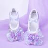 Zapatos de Baile para Niñas Niñas Baile Sin Cordones Morado Zapatos de Suela Suave Niñas Danza China Zapatos Garra de Gato Ballet 8030