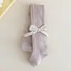 Medias para niñas otoño finas lazo niños leggings calcetines de princesa bebé calcetines de algodón blanco otoño