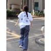 Playera de Manga Corta con Estampado Lazy Maillard Algodón Playera de Manga Corta para Mujer Adolescente Universidad Limitada