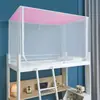 Mosquitero Estudiante con Techo Cuadrado y Tres Puertas, Modelo Estudiante para Dormitorio, Mosquitero de Cama a Prueba de Polvo con Cremallera para Dormitorio Estudiantil, Incluye Poste para Ventilador