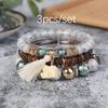 Pulsera Bohemio de Tendencia Nacional Étnica Transfronteriza con Personalidad Artística, Colgante de Borla de Elefante Auspicioso, Pulsera de Cuentas Hecha a Mano de Tres Capas