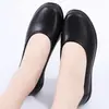 Zapatos de Trabajo para Cuatro Estaciones, Zapatos Planos Negros de Suela Plana para Azafatas Profesionales, Zapatos de Trabajo de Punta Redonda y Suela Suave, Zapatos de Cuero, Zapatos de Salón Formales para Mujer, Antideslizantes