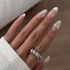 Unhas Vestíveis Ins Gradiente Rosa Suave Unhas Postiças Vestíveis Estilo Francês Concha de Pérola Cruz Embutida Adesivos de Unha Transfronteiriços