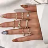 Anéis Empilháveis de Pedras Preciosas Estrela e Lua Cravejados com Diamantes, Nicho Retrô Transfronteiriço, Conjunto de Anéis Abertos Coração e Borboleta de Designer