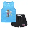 Colete de Verão Infantil 2023 Shorts Quentes Camisa Básica Casual Coreana Suor Absorvente Doce Moletom Sem Mangas Infantil