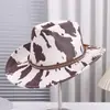 Moda Transfronteriza Nueva Decoración de Rayas de Vaca Estilo Dulce Fresco Foto Sombrero de Vaquero Viaje al Aire Libre Sombrero Estilo Occidental
