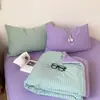 Colcha de Verão Dupla Face Toque Ins Listrada Algodão Puro Refrescante Colcha de Verão, Colcha de Verão 100% Algodão para Ar Condicionado, Lavável à Máquina