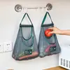 Bolsa suspensa para frutas e vegetais bolsa de rede para armazenamento de cebola gengibre alho bolsa de armazenamento doméstica oca respirável portátil de mão atacado