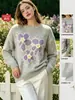 Suéter Floral Tridimensional de Amazon Fashion para Mujer, Cuello Redondo, Tejido Suelto y Suave, Nuevo Top Adelgazante de Otoño e Invierno