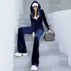 Conjunto Esportivo de Veludo Dourado Feminino Primavera e Outono 2024 Novo Fino Moda Casual Conjunto de Duas Peças