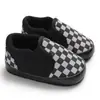 Zapatos para Bebé y Niño Pequeño de 0-1 Año Primavera y Otoño Zapatos de Cuadros sin Cordones Zapatos para Bebé de Suela Suave