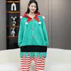 Pijama Entero de Franela Transfronterizo Nueva Serie de Arowana Animales de Dibujos Animados Ropa de Casa para Parejas Adultos Pueden Salir