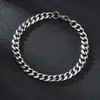 Pulsera de Cadena Cubana de Acero Inoxidable Estilo Lujo Ligero Europeo y Americano Transfronterizo, Diseño Clásico de Cadena Gruesa, Joyería Versátil de Moda para Hombre
