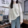 2025 Principios de Otoño Nuevo Estilo Estilo Perezoso Holgado Blanco Calado Blusa de Punto Top para Mujer Otoño e Invierno Suéter de Gama Alta